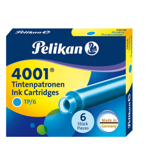 Naboje atramentowe Pelikan 4001 turkusowe krótkie (6szt)